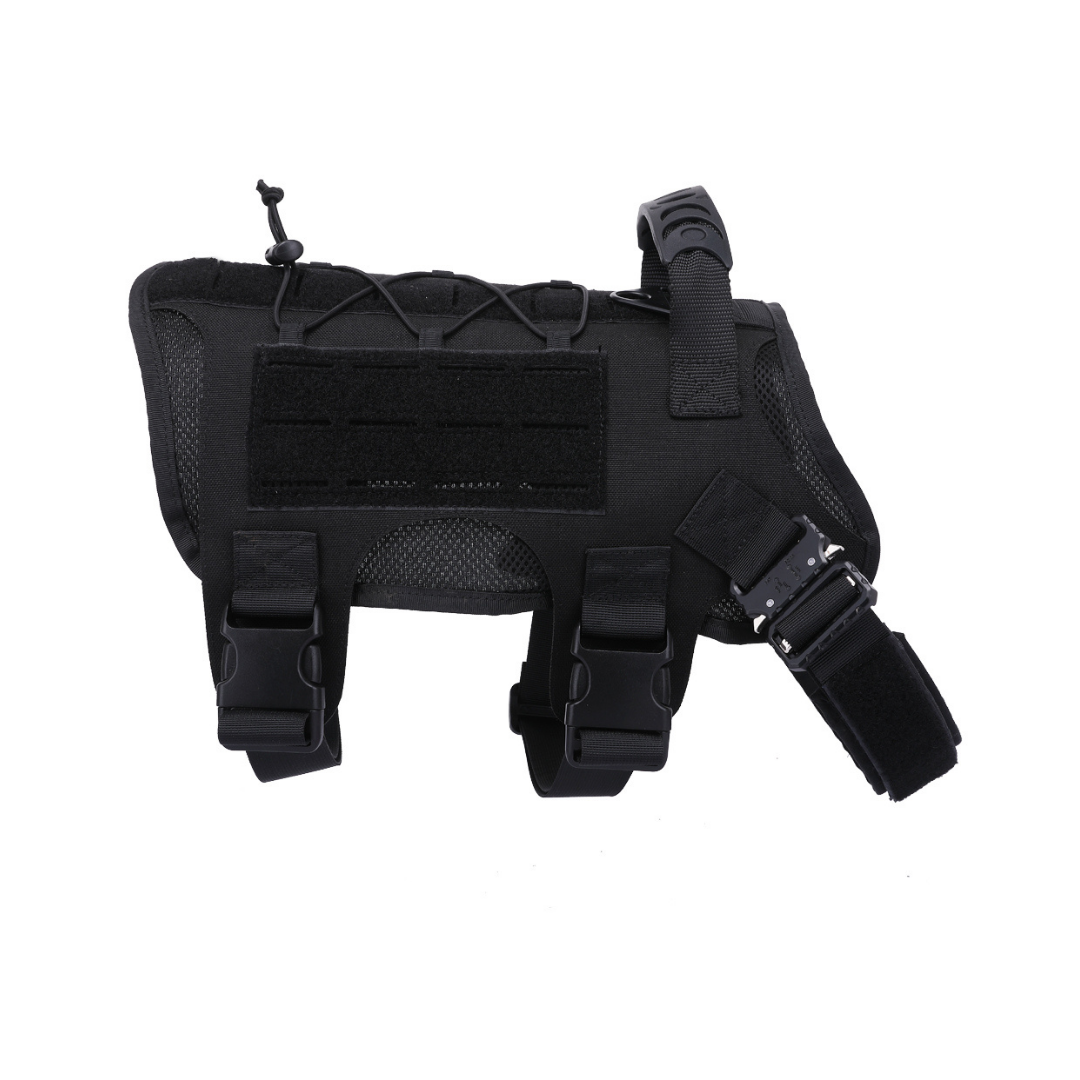 black tactical k9 harness side view