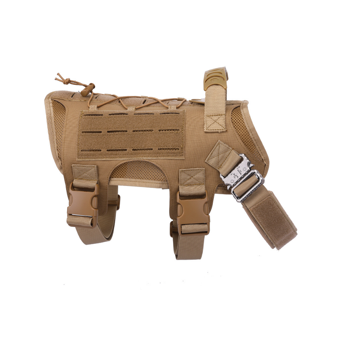 tan tactical k9 harness side view