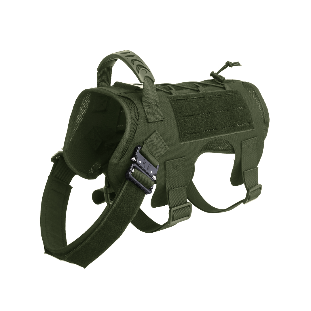 green tactical k9 harness front view